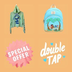 Lilo & Stitch Fan Package, Hoodie Small, Loungefly Hammock Mini Backpack
